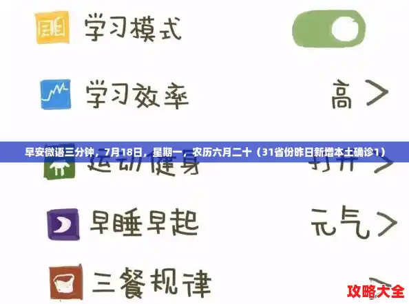 早安微语三分钟,7月18日,星期一,农历六月二十(31省份昨日新增本土确诊1) 早安微语三分钟,7月18日,星期一,农历六月二十(31省份昨日新增本土确诊1)