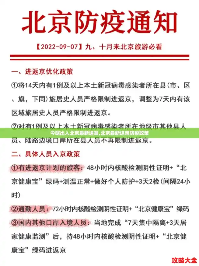 今明出入北京最新通知,北京最新进京防疫政策