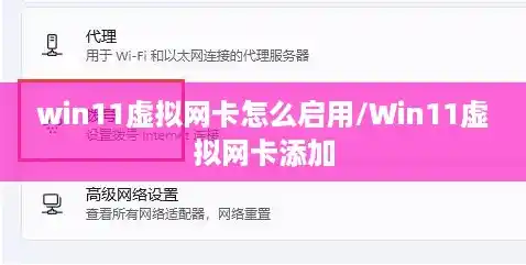 win11虚拟网卡怎么启用/Win11虚拟网卡添加