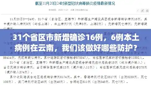 31个省区市新增确诊16例,6例本土病例在云南,我们该做好哪些防护?,31省新增16例确诊 31个省区市新增确诊16例,6例本土病例在云南,我们该做好哪些防护?,31省新增16例确诊