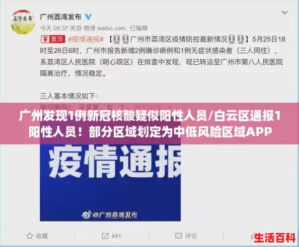 广州发现1例新冠核酸疑似阳性人员/白云区通报1阳性人员！部分区域划定为中低风险区域APP