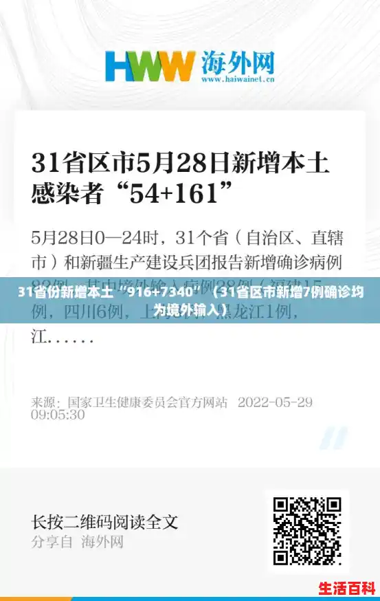 31省份新增本土“916+7340”（31省区市新增7例确诊均为境外输入）