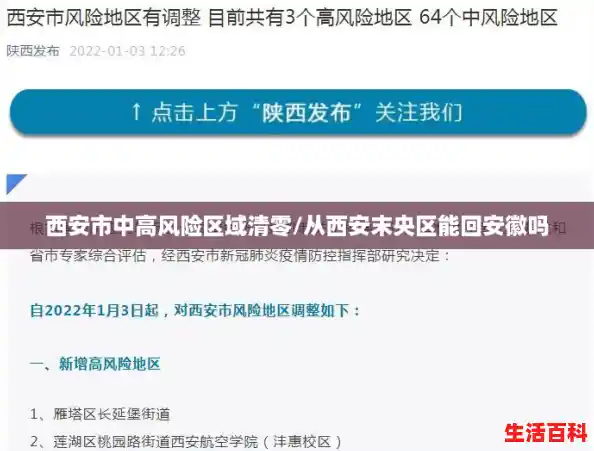 西安市中高风险区域清零/从西安末央区能回安徽吗