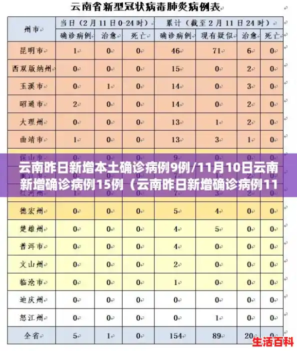 云南昨日新增本土确诊病例9例/11月10日云南新增确诊病例15例（云南昨日新增确诊病例11例）