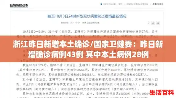 浙江昨日新增本土确诊/国家卫健委：昨日新增确诊病例43例 其中本土病例28例