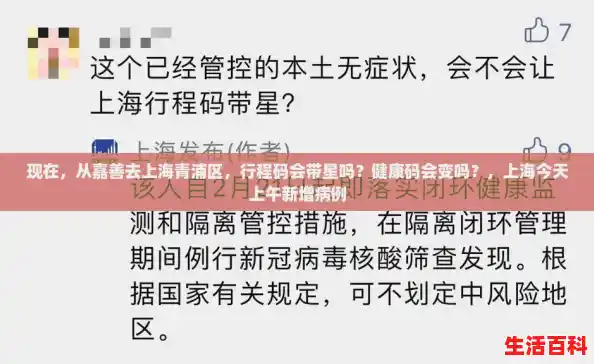 现在，从嘉善去上海青浦区，行程码会带星吗？健康码会变吗？，上海今天上午新增病例