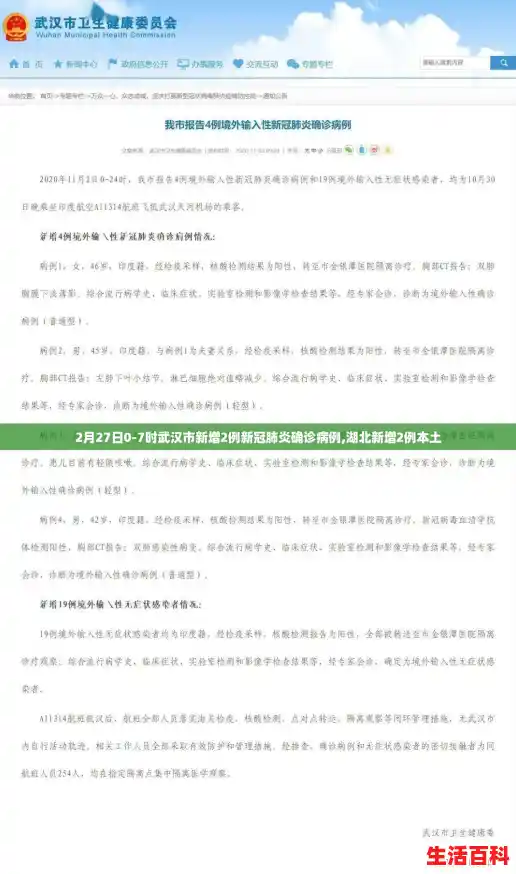 2月27日0-7时武汉市新增2例新冠肺炎确诊病例,湖北新增2例本土