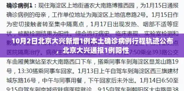 10月2日北京大兴新增1例本土确诊病例行程轨迹公布,北京大兴通报1例阳性 10月2日北京大兴新增1例本土确诊病例行程轨迹公布,北京大兴通报1例阳性