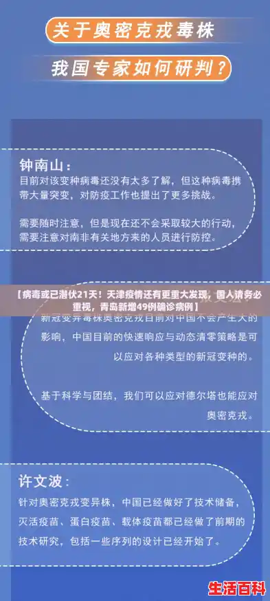 【病毒或已潜伏21天！天津疫情还有更重大发现，国人请务必重视，青岛新增49例确诊病例】