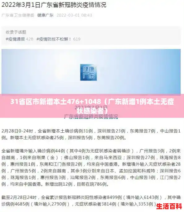 31省区市新增本土476+1048（广东新增1例本土无症状感染者）